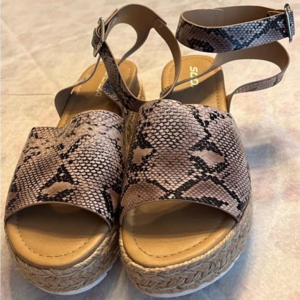 Snake print wedge sandals